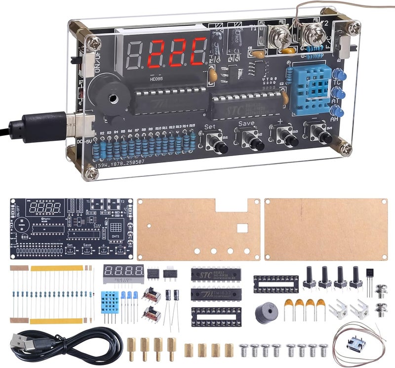 IS Thermocouple Thermometer DIY Kit, DC 4.5-5V Digital Temperature Humidity Sensor Soldering Project with High Low Temperature Warning -58℉ to 842℉ Thermocouple Soldering Kit for Back to School Education - Image 1